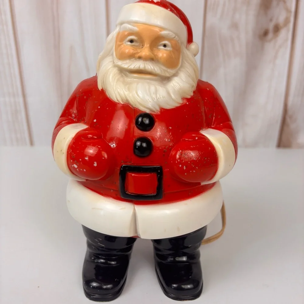 Vintage 1950's Blow Mold Lighted Santa General Products Co Tabletop Decor Red 8" - Picture 12 of 15